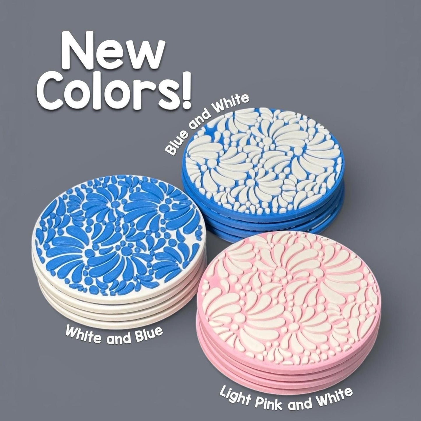 Talavera Coasters with Holder: Mexican-Inspired 3D Printed Home Decor
