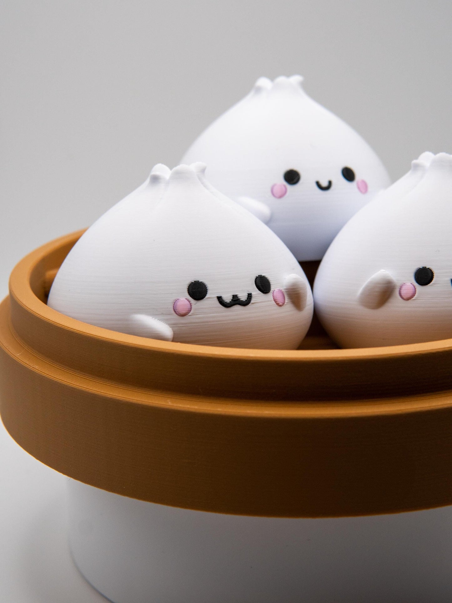 Kawaii Dim Sum Figurines: 3D Printed Desk Toy with Steam Basket