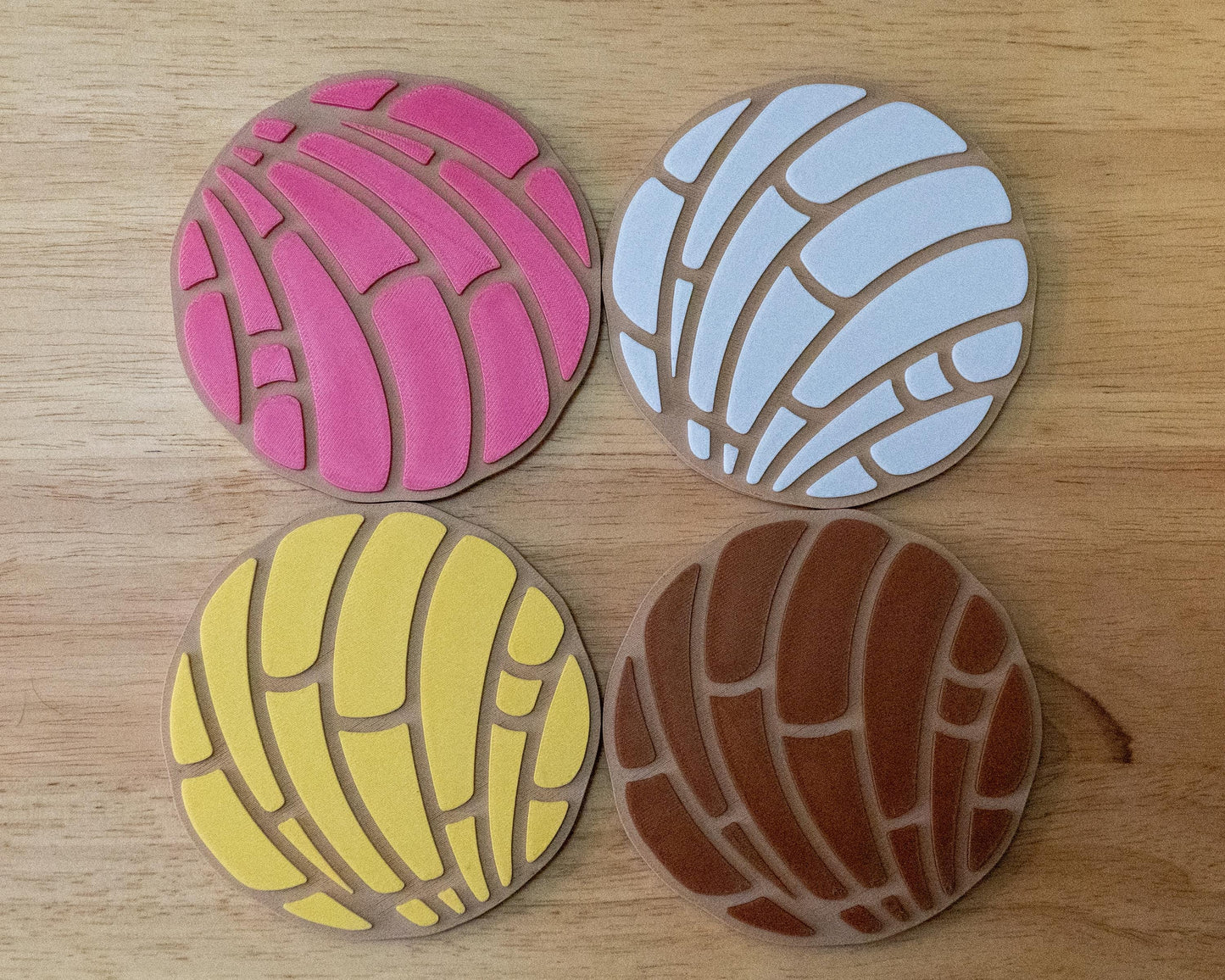 Concha Coasters with Holder: Mexican Pan Dulce Inspired - Set of 4