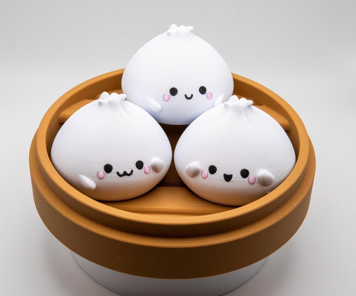 Kawaii Dim Sum Figurines: 3D Printed Desk Toy with Steam Basket