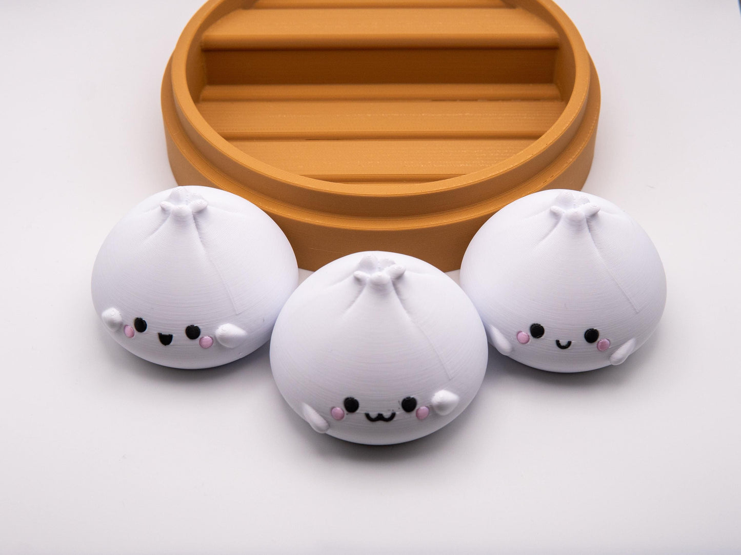 Kawaii Dim Sum Figurines: 3D Printed Desk Toy with Steam Basket