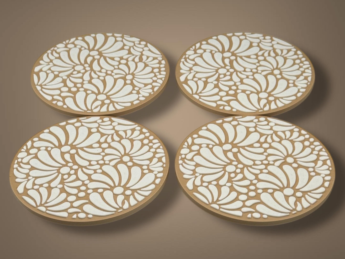 Talavera Coasters with Holder: Mexican-Inspired 3D Printed Home Decor