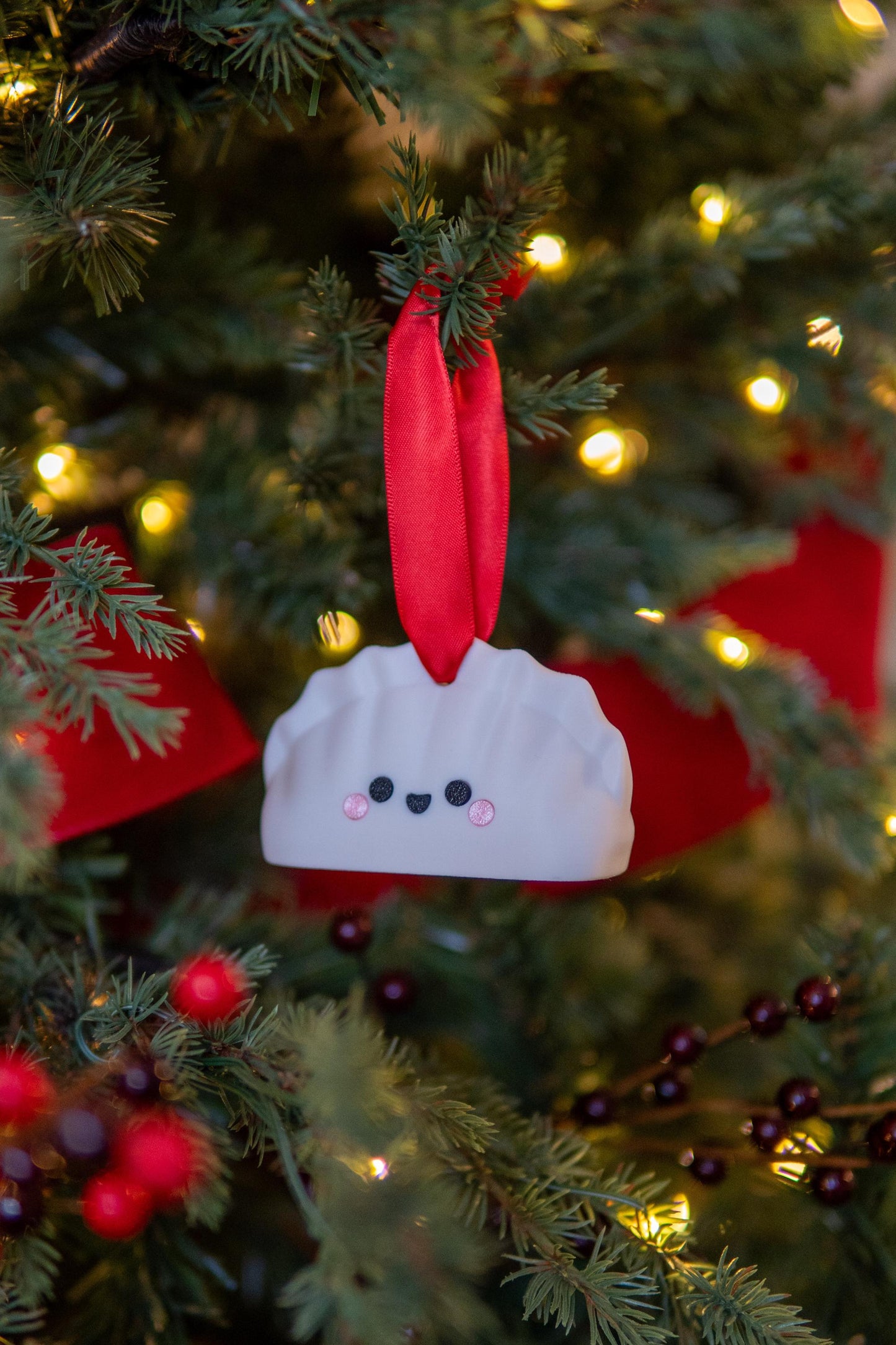 Kawaii Dim Sum Christmas Ornament: 3D Printed Dumpling Figurine