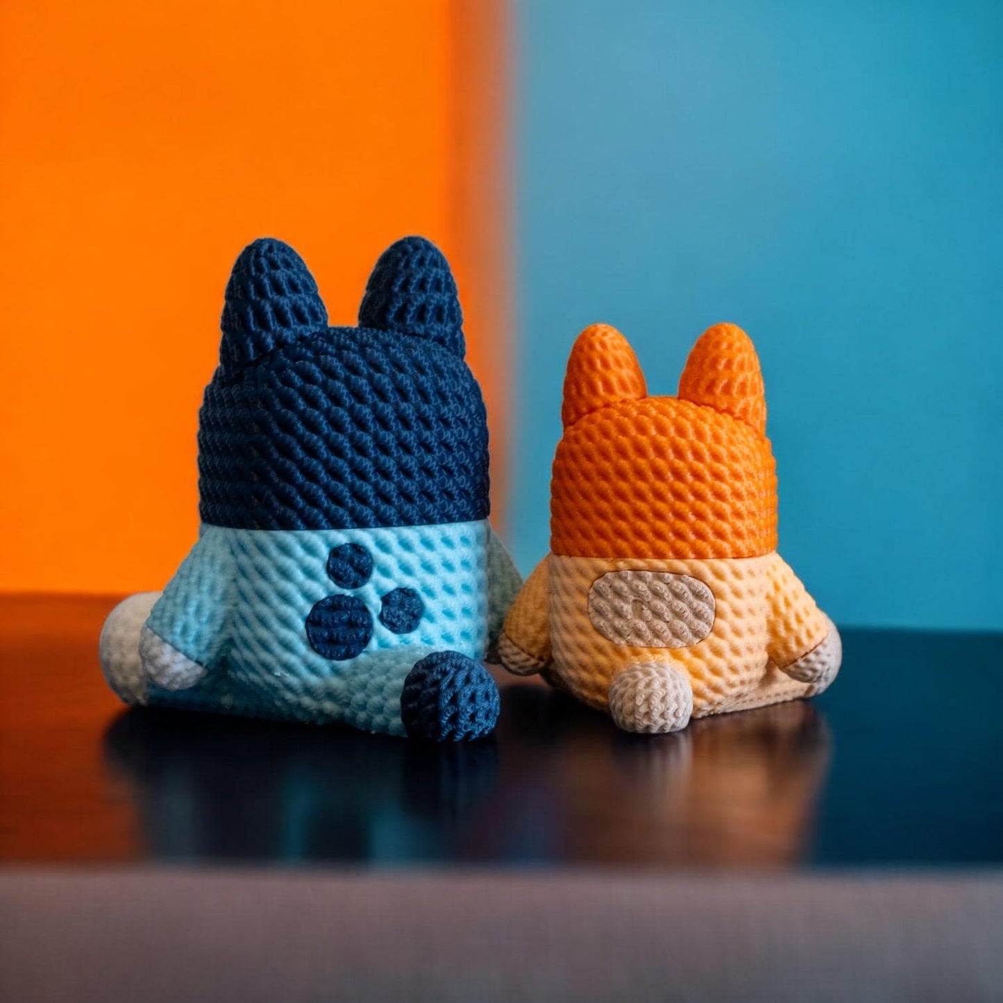 Knit-Style Bluey & Bingo Figurines | 3D Printed | Collectible Gift | Fan Art Decor