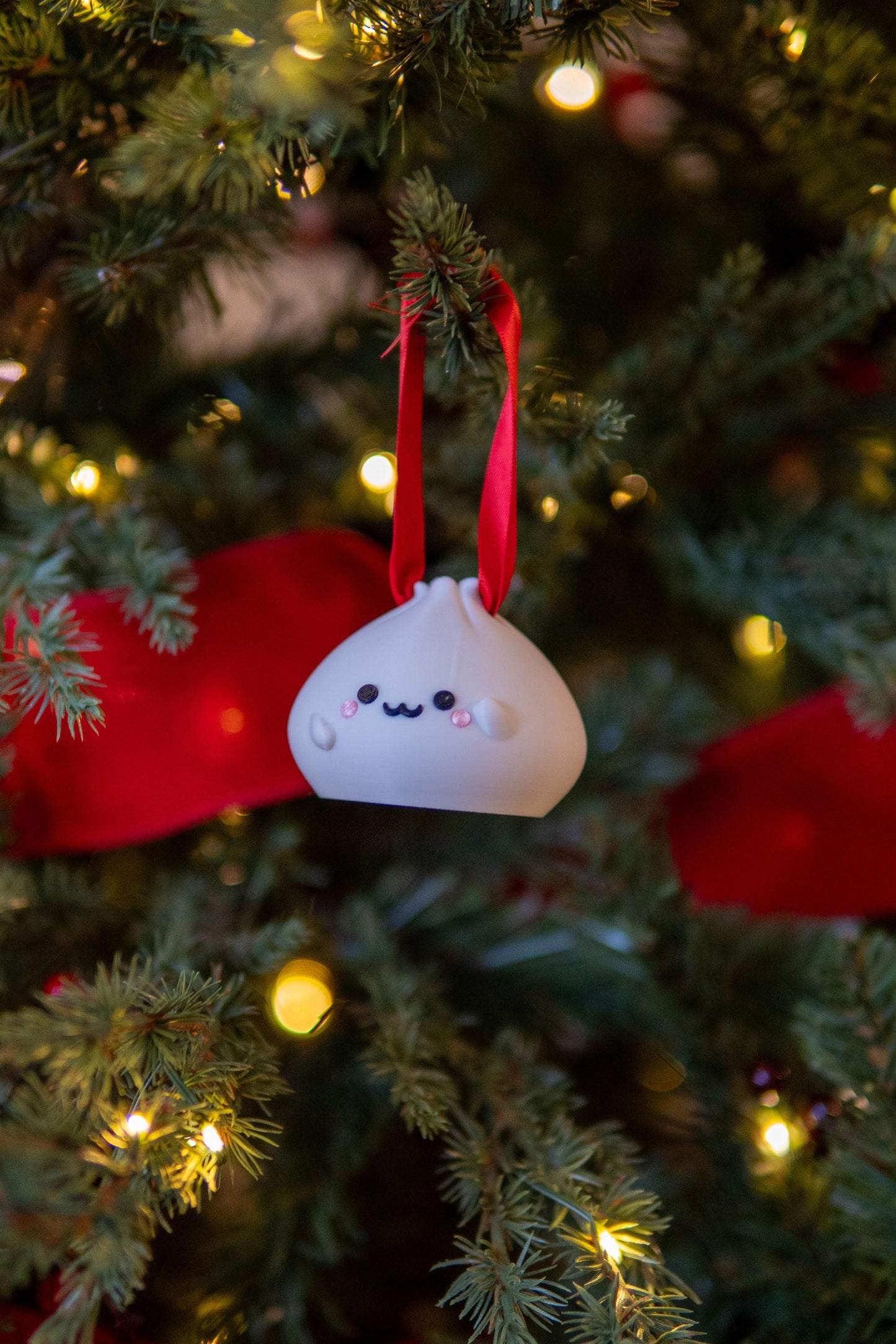 Kawaii Dim Sum Christmas Ornament: 3D Printed Dumpling Figurine